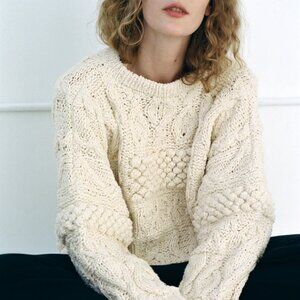 NWOT Shaina Mote Patchwork Crewneck in Natural Size M/L